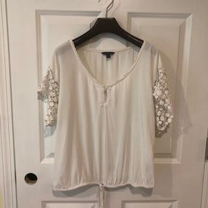 American Eagle Cotton Crochet Short Sleeve Shirt